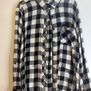 Time and Tru Black and White Plaid Men's Shirt